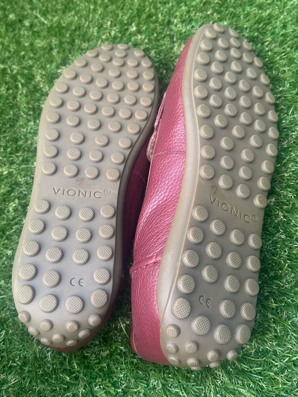 Vionic Burgundy Pebbled Leather Penny Loafers